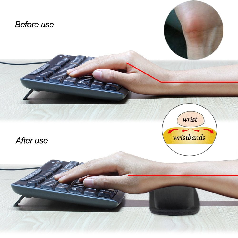NEX Ergonomic Mouse Pad with Wrist Support, Memory Foam Keyboard Wrist Rest for Computer, Black (NX-PAD001)
