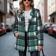 thumbnail image 7 of Otntypg Women Plaid Shacket Jacket Trendy Fall Casual Button Wool Blend Notch Collared Trench Coat Winter Clothing with Pockets Army Green S, 7 of 7