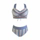thumbnail image 1 of Pantalones Cortos de Baño de las Mujeres Traje de Baño Dividido Bikini sin Mangas Fringe Beach Trunks Set de Dos Piezas, 85% Nylon 15% Spandex Traje de Baño para Piscina, Playa, 1 of 6