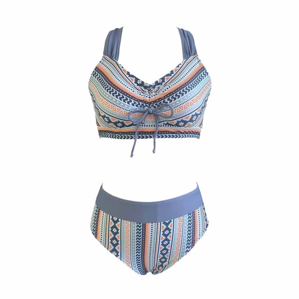 Pantalones Cortos de Baño de las Mujeres Traje de Baño Dividido Bikini sin Mangas Fringe Beach Trunks Set de Dos Piezas, 85% Nylon 15% Spandex Traje de Baño para Piscina, Playa