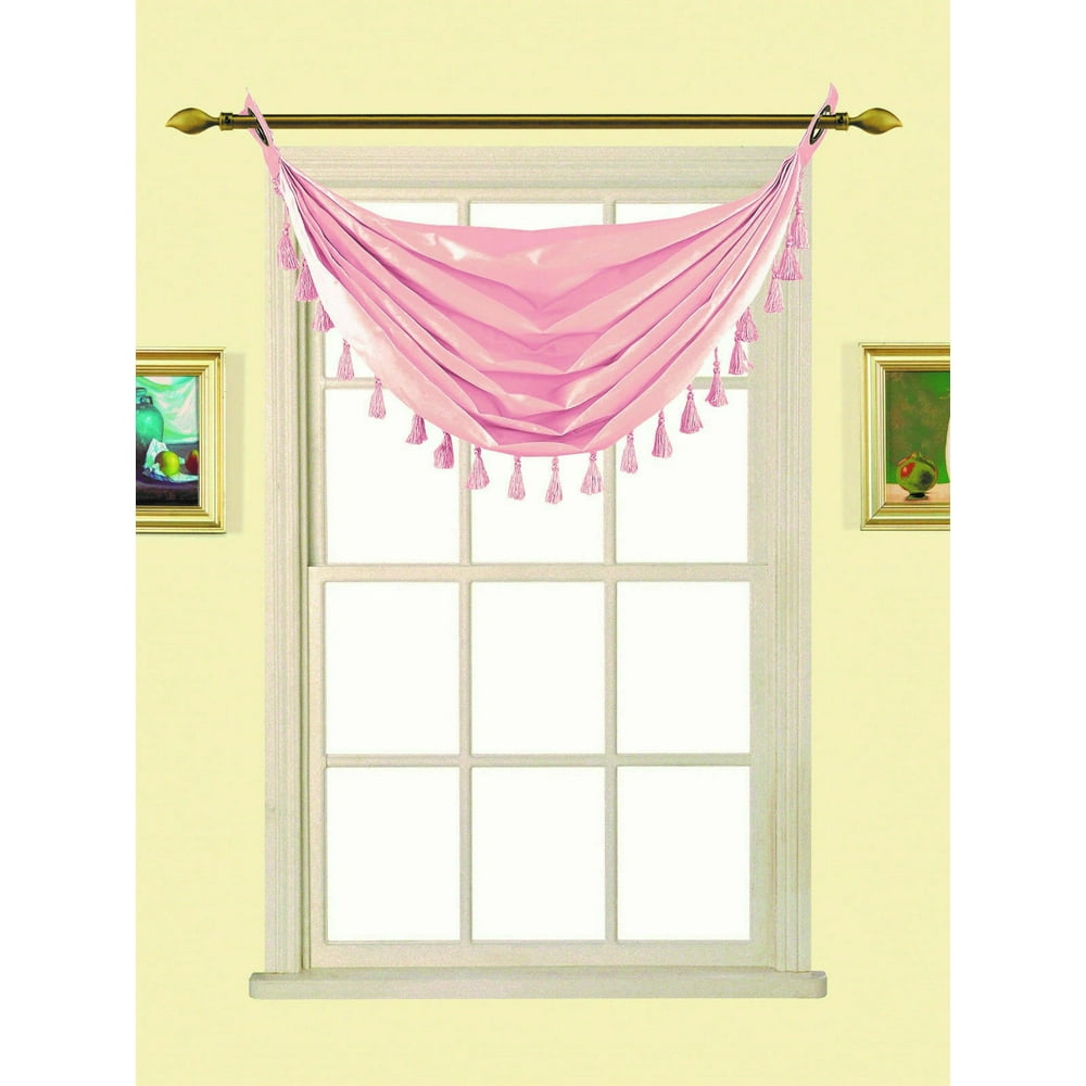PINK ELEGANCE FASHION M12 VALANCE WATERFALL FAUX SILK WITH TASSELS