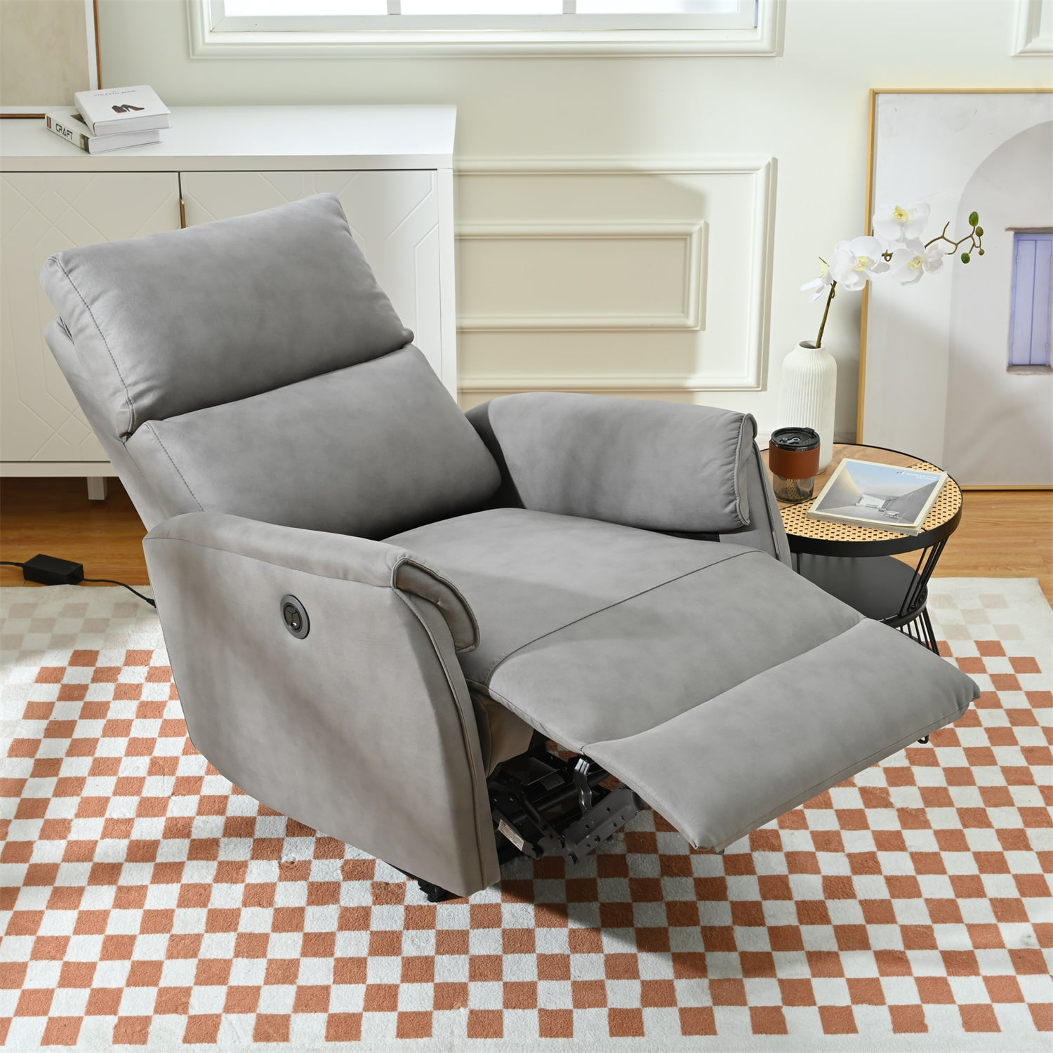 Kadyn Electric Power Recliner Chair, Upholstered Lounge Single Sofa, Home Theater Seating with USB Charging Ports for Living Room Bedroom, Gray Kadyn Electric Power Recliner Chair, Upholstered Lounge Single Sofa, Home Theater Seating with USB Charging Ports for Living Room Bedroom, Gray