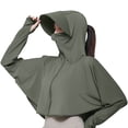 thumbnail image 3 of Women's UPF 50+ UV Sun Protection Jacket, Long Sleeve Cooling Shirt with Thumb Holes & Hood, Lightweight Breathable Performance Hoodie for Hiking, Travel, Gardening, 3 of 4