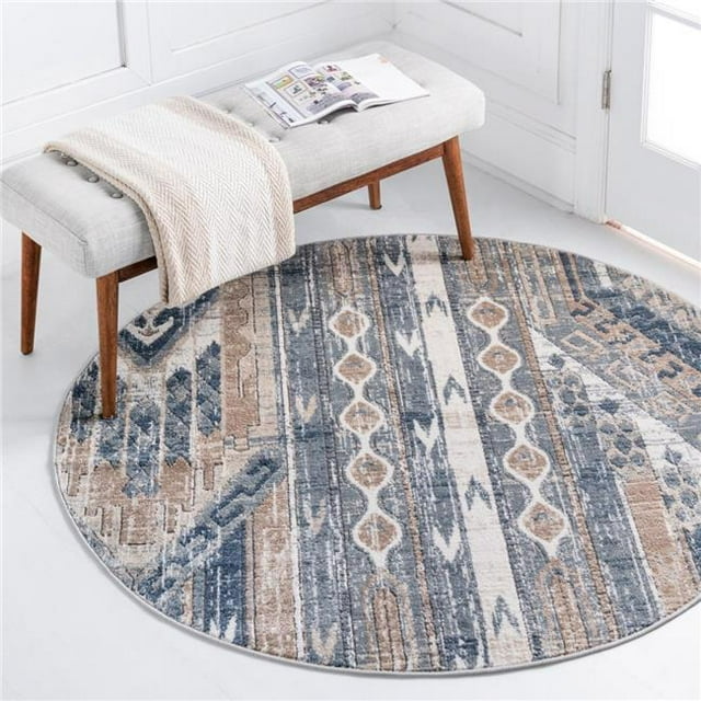 Unique Loom 3147123 3 ft. 3 in. x 3 ft. 3 in. Orford Portland Round Rug, Navy Blue
