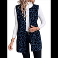 thumbnail image 3 of Chaleco Abierto con Estampado de Leopardo para Mujer, Chaqueta Vintage Sin Mangas Azul Oscuro L, 3 of 8