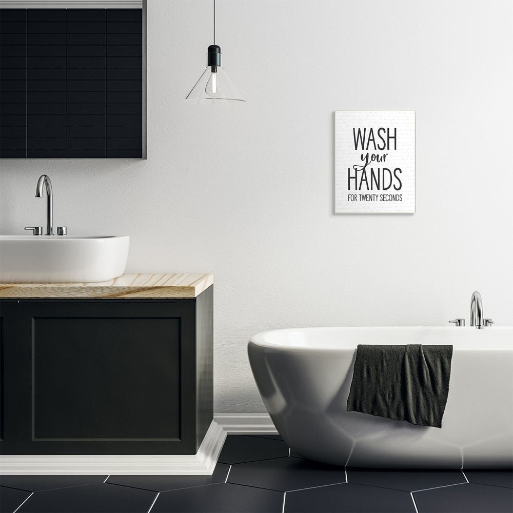 Stupell Industries Wash Your Hands Bathroom Quote Twenty Seconds Clean Graphic Art Unframed Art Print Wall Art, 10x15, by Lettered and Lined