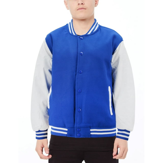 Boy's Classic Two Tone Snap Button College Sports Kids Letterman ...