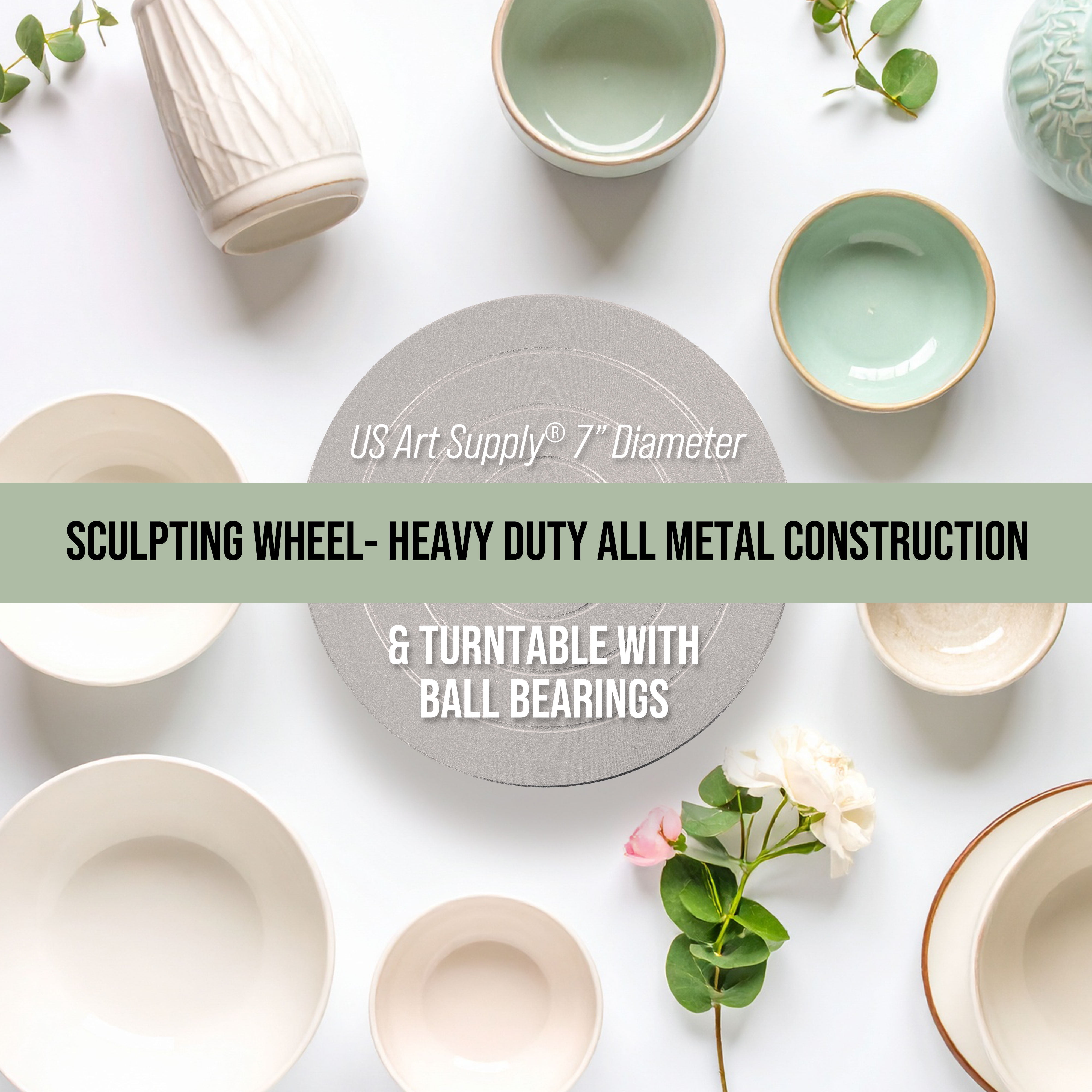 US Art Supply® 7” Diameter Sculpting Wheel- Heavy Duty All Metal Construction