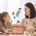thumbnail image 4 of Upgrade Cash Vault Wooden Savings Box, Wooden Cash Saver Money Box, 10000 Savings Challenge Box, Cash Saver Box Coin Piggy Bank, Wooden Money Box with Counter, Piggy Bank for Child Adults, 4 of 8