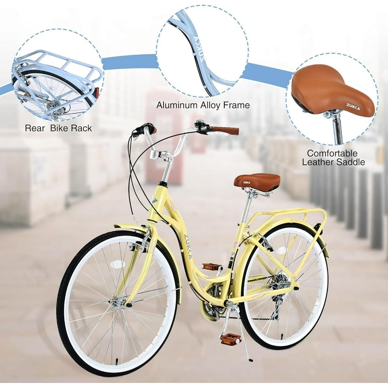 Beach Cruiser Bike for Women 24/26 Inch Ladies Bike 10 Speed