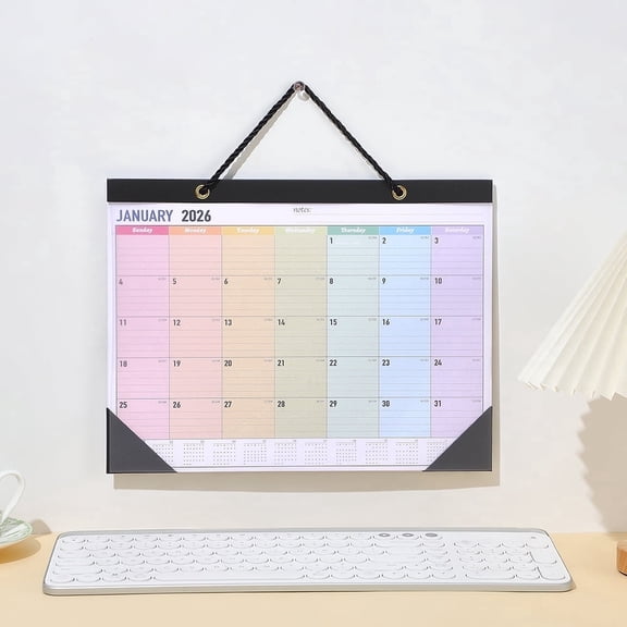 2026 Wall Calendar Planner - Large Monthly Calendar with Thick Paper, Waterproof Transparent Cover, January 2026 - December 2026, Pastel Rainbow Colors - Easy-to-Hang Wall Calendar, Home Planning