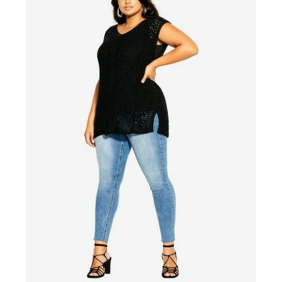 City Chic Weave Bliss Top In Black