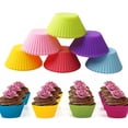 thumbnail image 2 of 6Pcs Round Food Grade Silicone Muffin Cupcake Baking Molds Reusable Dishes Pan, 2 of 7