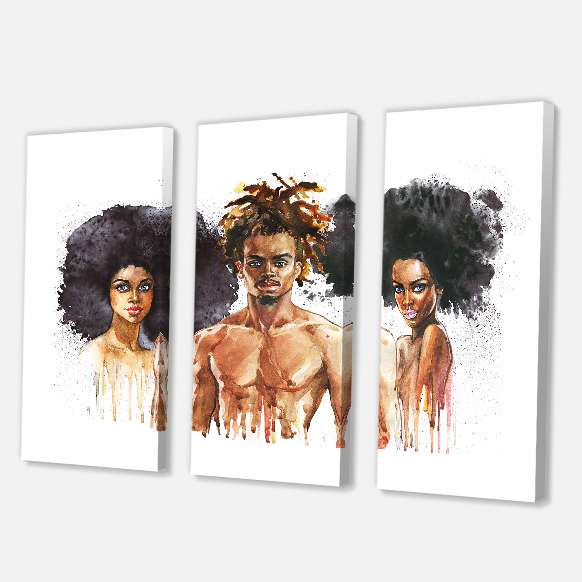 Designart ' Afro American Fashion Portraits ' Glam Canvas Wall Art Print