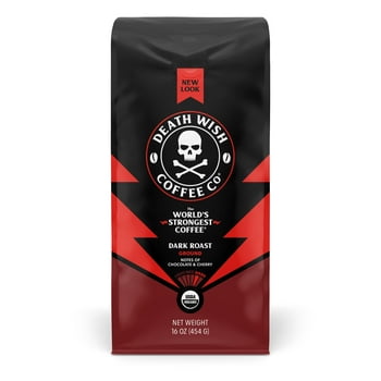 Death Wish Coffee, Dark Roast, Ground, Fair Trade , Bag, 16oz