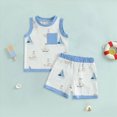 thumbnail image 2 of Little Boy Clothes Set Toddler Baby Sailboat Print Sleeveless Tank Top and Shorts 2-Piece Nautical Summer Outfit Toddler Boy Summer Clothes, 2 of 5