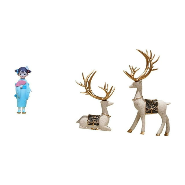 Figura Decorativa De Muñeca Geisha Kabuki Asiática Y Estatua De Reno Para Dormitorio, Sala De Estar, Oficina, Casa De Muñecas, Tienda De Accesorios.