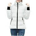 thumbnail image 6 of LEBONYARD Women's Trendy Stand Up Collar Solid Color Long Sleeve Warm Puffer Jacket Casual Loose Fitting Pocket Ladies Winter Outerwear Padded Jacket, 6 of 7