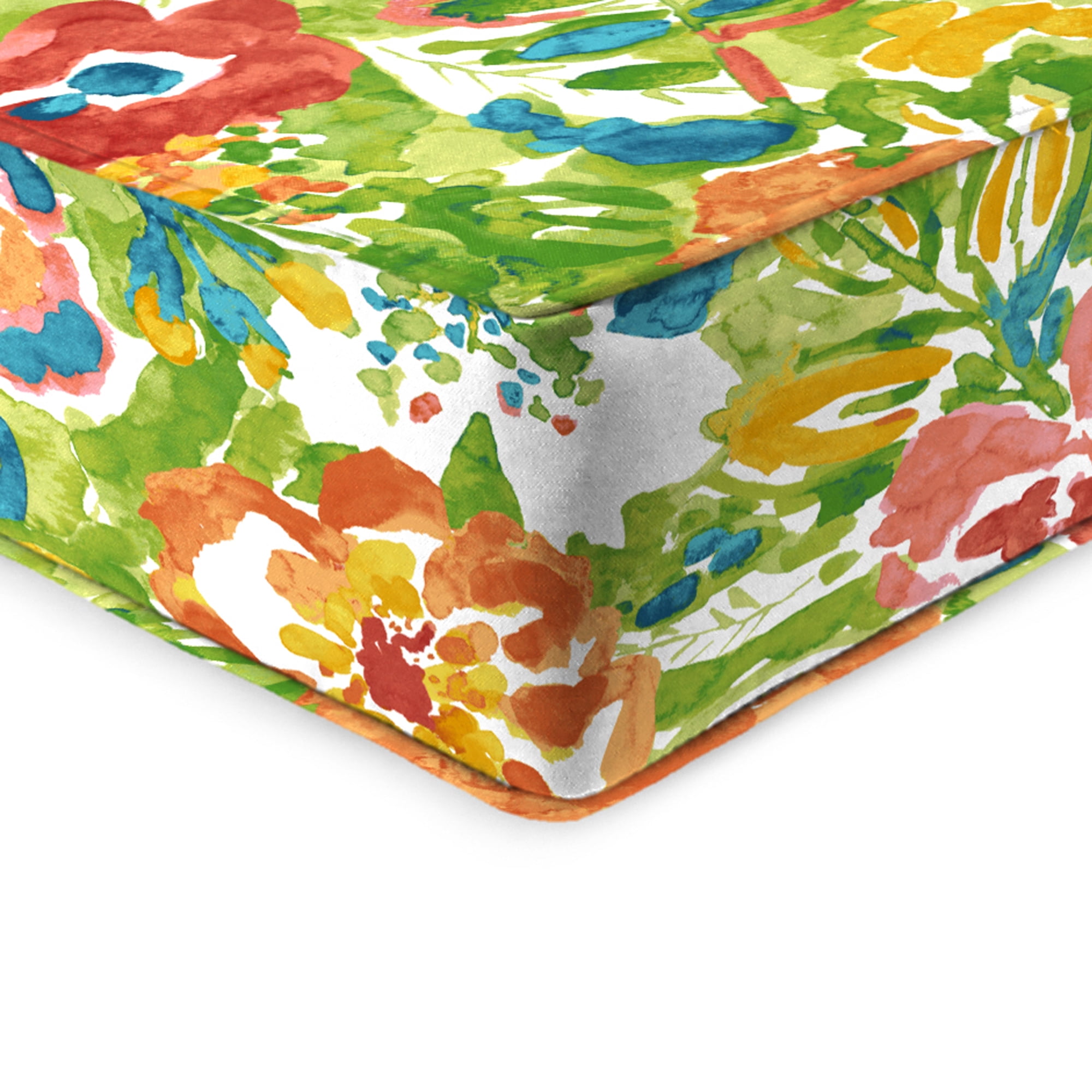 Jordan Manufacturing 46.5" x 24" Sun River Garden Multicolor Floral Rectangular Outdoor Deep Seat Chair Cushion Set with Welt