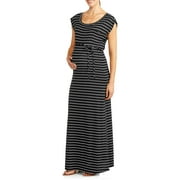 Oh! Mamma Maternity Short Sleeve Maxi Dress with Tie Waist