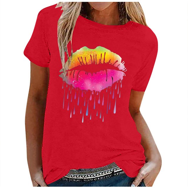Birdeem T-Shirt Blouse à Manches Courtes à Col Rond Imprimé pour Femmes, Coupe Ample