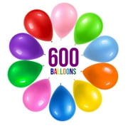 Prextex 600 Party Balloons - 12 Inch Assorted Rainbow Colors - Bulk Pack - Helium Quality