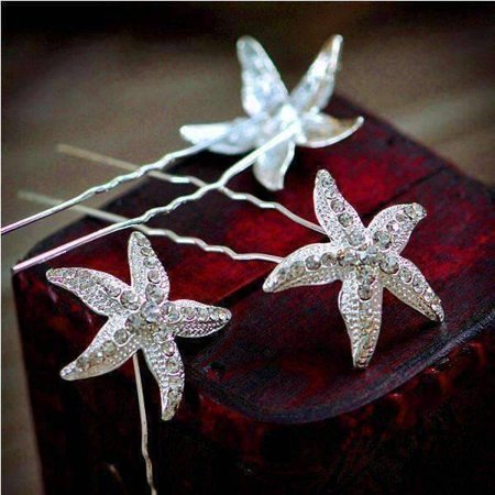 Feshionn Iobi Large Crystal Accented Starfish Silver Plated Hair