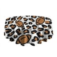 thumbnail image 5 of Brown Footballs with Leopard Spots Pattern Round Tablecloth 60"x60",Wrinkle Wipeable Table Cloth for Kitchen Dining Room Picnic Patio Party, 5 of 6