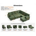 thumbnail image 2 of CHIC HOUSE 106" Modular Sofa with Pull Out Bed, Corduroy Sectional Convertible L-Shaped Sleeper with Storage Ottoman,11 Seater Reversible Chaise Couches,Green, 2 of 6