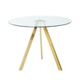 thumbnail image 4 of Holaki Modern Round Glass Dining Table,39.2" Kitchen Table with Clear Glass Top and Gold Metal Legs,Elegant and Durable Dining Room Table for Small Spaces,Kitchen,or Living Room (Gold/Silver), 4 of 7