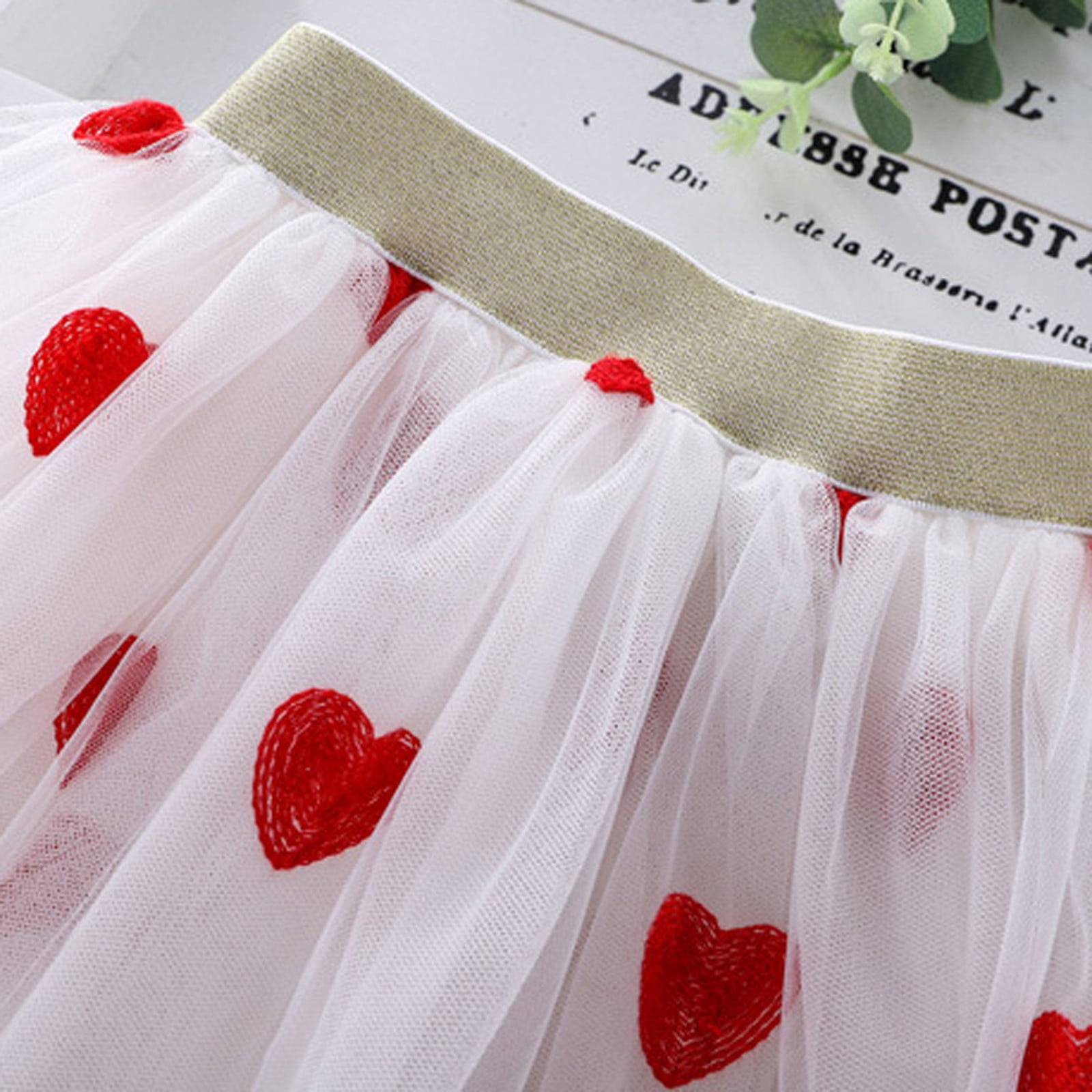 RMGVDSD Valentine's Day Toddler Kids Baby Girls Tutu Skirt Heart Embroidery Mesh Ballet Tutu Skirts Dancing Princess Skirt Dresses Easter Outfit