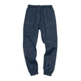 thumbnail image 5 of Harem Pants Men Drawstring Elastic Waist Taper Cotton Linen Pants Baggy Lightweight Casual Pants with Pocket, L, 5 of 5