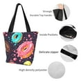 thumbnail image 6 of Easygdp Donuts1 Stylish Canvas Handbag Shoulder Tote Bag, Shopping Bag with Zip, Suitable for Buying Groceries, Office, Fitness, 6 of 9