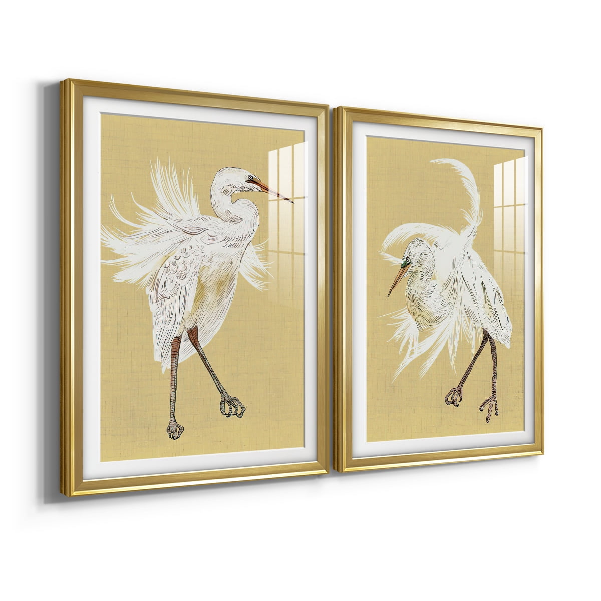 Wexford Home Heron Plumage V Premium Framed Print, 30.5" x 42.5" - Ready to Hang, Gold (Set of 2)