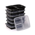 thumbnail image 6 of Voiceine 10Pcs Meal Prep Containers Bento Box 3 Compartment Containers with Lids for Picnic Office ( Black ), 6 of 10