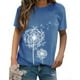 thumbnail image 4 of Camiseta Cuello Redondo Estampado Mujer Tops Poliéster Manga corta Tela de verano, Azul claro, L Noticed AP002414-13, 4 of 7