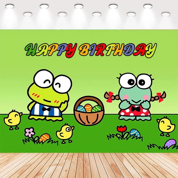 5 X3ft Keroppi Cartoon Birthday Party Decorations Supplies, Masks Party Photography Backdrop Photo Decor Banner, Kids Boys Baby Shower Photography Backdrop