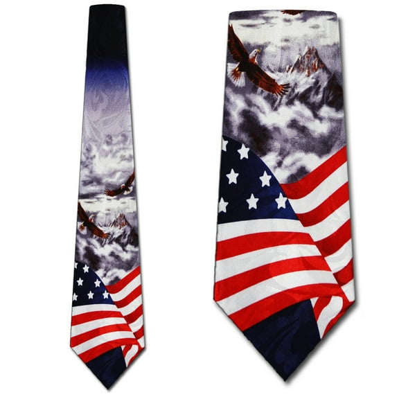 US Flag with Eagles Necktie Mens Tie by Steven Har