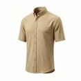 thumbnail image 5 of Zenithor Men's Button-Down Shirts Short Sleeve, Solid Linen Blend Casual Tops, Classic Summer Beach Workwear Clothes, M-4XL, 5 of 8