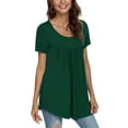 thumbnail image 2 of CATHY Women's 2022 Summer Short Sleeve Pleated Blouse Loose Flowy Tunic Top, 2 of 3