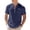 v#3Navy10, variant on Rggeeun Men T-Shirts Solid Color Short Sleeve V Neck With Front Buttons & Pocket Trim Pleated Loose Fit For Summer Daily Wear Trendy Tee,Navy,M