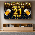 thumbnail image 6 of Glamorous 21st Birthday Banner with Beer Mugs Gold Stars and Sparkles Background Party Decoration Photography Prop for Celebrations Party Supplies Backdrop for Indoor Outdoor Events, 6 of 7