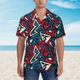 thumbnail image 4 of Balery Geometric Elements Print Men's Hawaiian Shirts Short Sleeve Beach Shirt Relaxed Fit Vacation Button Down Shirts-, 4 of 9