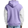 thumbnail image 5 of Men's Color Block Quarter-Zip Hooded Waffle Knit Sweatshirt, Thickened Fleece Texture Pullover, Fall Spring Street Style,Purple,5XL, 5 of 5