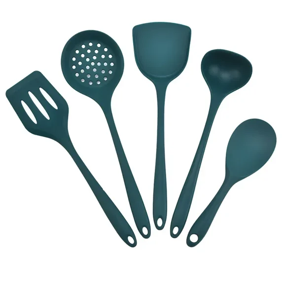 ZHaobin 5 Pieces Set Silicone Kitchenware Soup-Spoon Spatula Colander Spoon Non-stick Pan Kitchen Supplies Kitchen Cooking Tools (5 pieces)