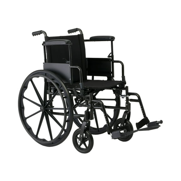 Medline 18" Foldable K4 Wheelchair with Swing Back Desk Length Removable Height Adustable Arms & Swing Away Footrests, 300 lbs. Capacity