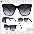 thumbnail image 2 of Womens Metal Brow Oversized High Temple Rectangle Plastic Sunglasses Black - Smoke, 2 of 7