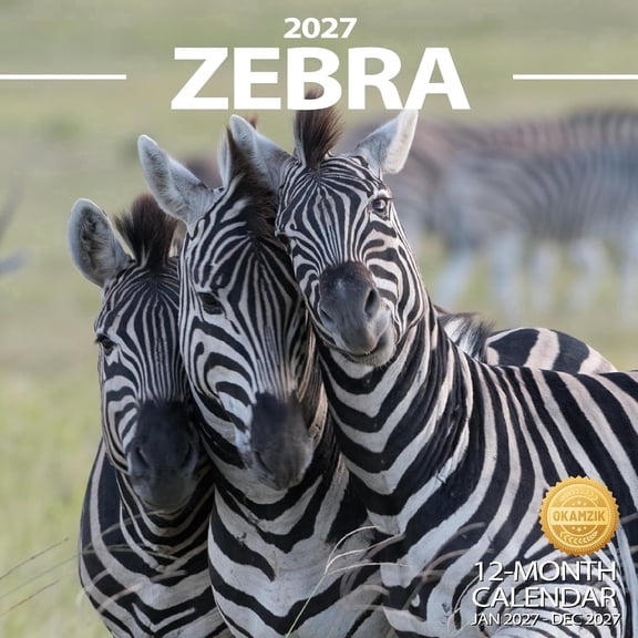 2027 Wall Calendar,Zebra Hangable Monthly Planner Calendar For Animals Lovers