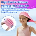 thumbnail image 5 of Vvinca Swim Cap Kids for Long Hair Braids Curly, 2 Pack Silicone Waterproof Swimming Caps for Toddler Girls Boys Age 3-8 Keep Hair Dry Pool Water Swim Hats, 5 of 8