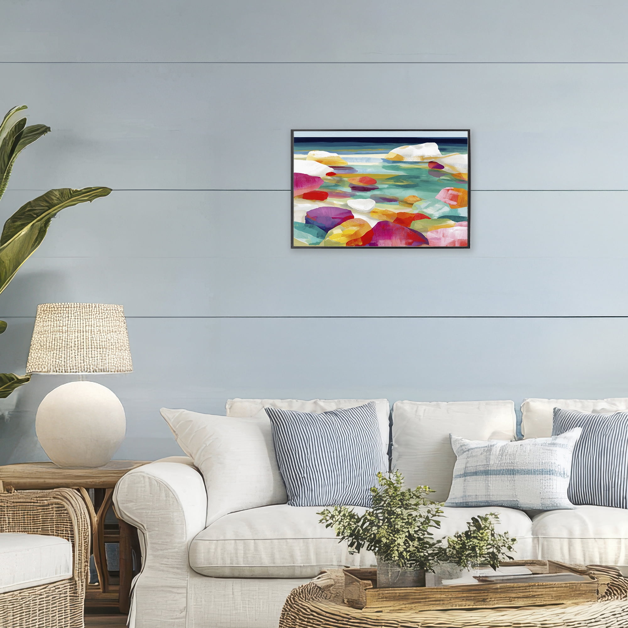 Stupell Industries Vivid Stones By The Shore Black Framed Giclee Art, design by Chromatic Storm Studio